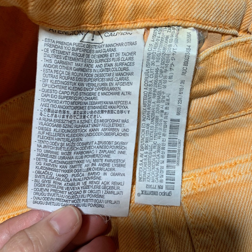 Zara High rise wide leg orange denim. Size 4. - Picture 4 of 11